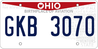OH license plate GKB3070