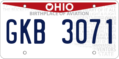 OH license plate GKB3071