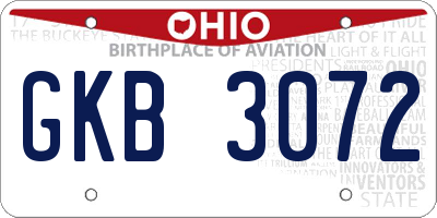 OH license plate GKB3072