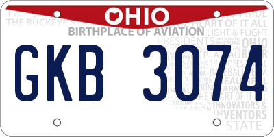 OH license plate GKB3074