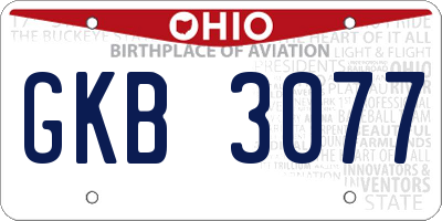 OH license plate GKB3077