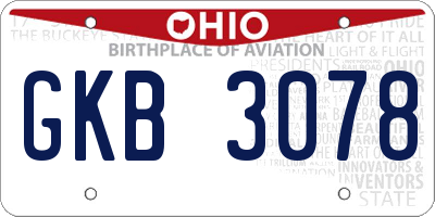 OH license plate GKB3078