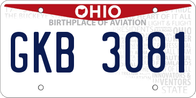 OH license plate GKB3081