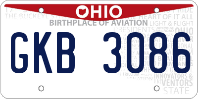 OH license plate GKB3086