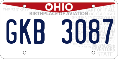 OH license plate GKB3087