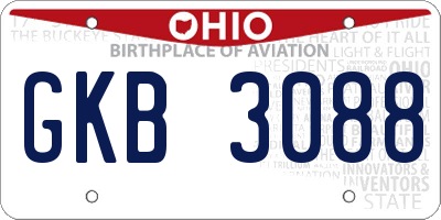 OH license plate GKB3088
