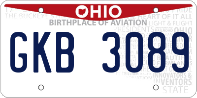 OH license plate GKB3089