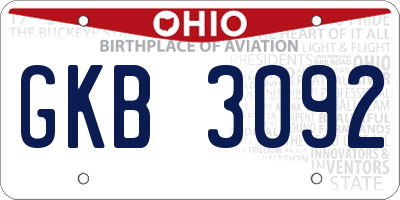 OH license plate GKB3092