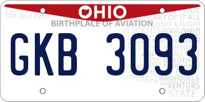 OH license plate GKB3093
