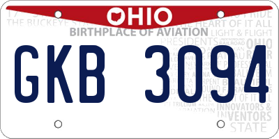 OH license plate GKB3094