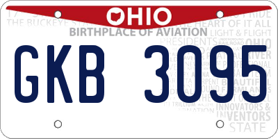 OH license plate GKB3095