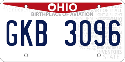 OH license plate GKB3096