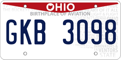 OH license plate GKB3098