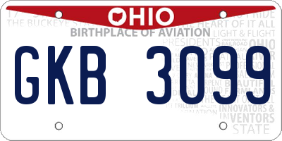 OH license plate GKB3099