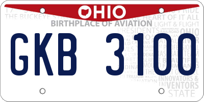 OH license plate GKB3100