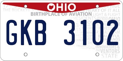 OH license plate GKB3102