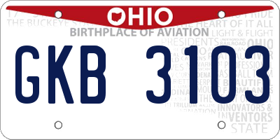 OH license plate GKB3103