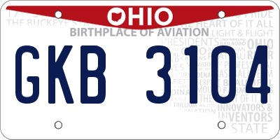 OH license plate GKB3104