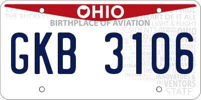 OH license plate GKB3106