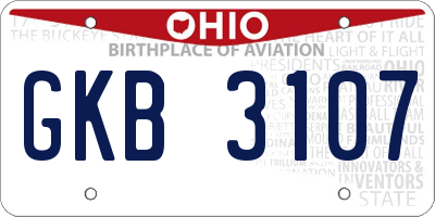 OH license plate GKB3107