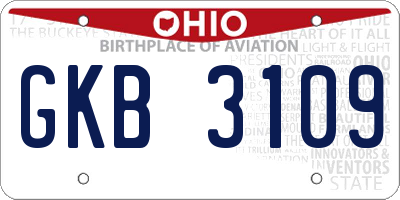 OH license plate GKB3109
