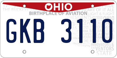 OH license plate GKB3110