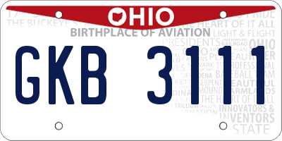 OH license plate GKB3111