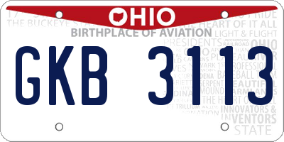 OH license plate GKB3113