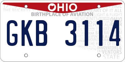 OH license plate GKB3114