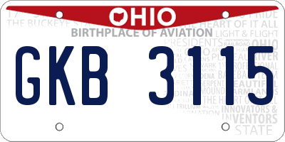 OH license plate GKB3115