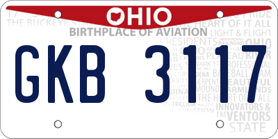 OH license plate GKB3117
