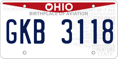 OH license plate GKB3118