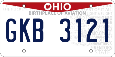 OH license plate GKB3121