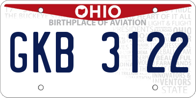OH license plate GKB3122