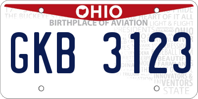 OH license plate GKB3123