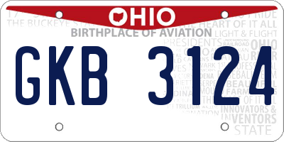 OH license plate GKB3124