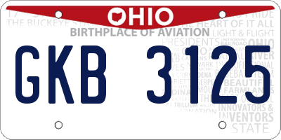 OH license plate GKB3125