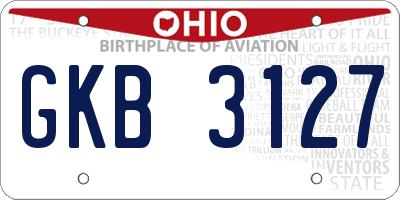 OH license plate GKB3127