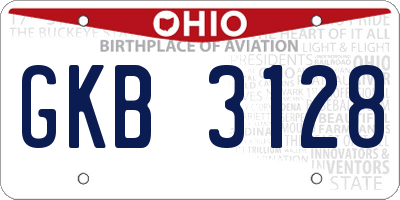 OH license plate GKB3128