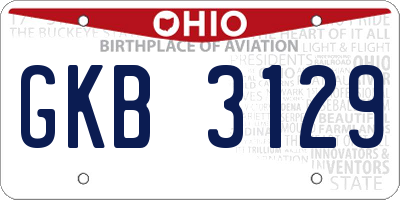 OH license plate GKB3129