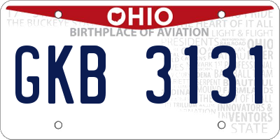OH license plate GKB3131