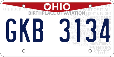 OH license plate GKB3134