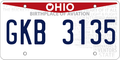OH license plate GKB3135