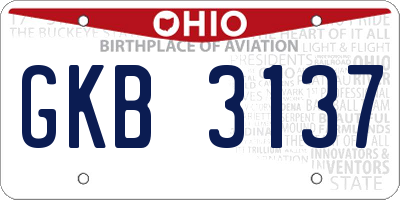 OH license plate GKB3137