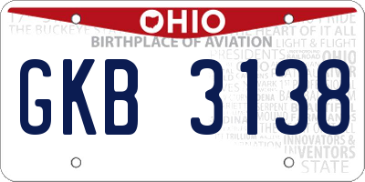 OH license plate GKB3138