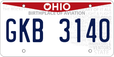 OH license plate GKB3140