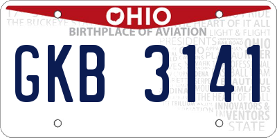 OH license plate GKB3141