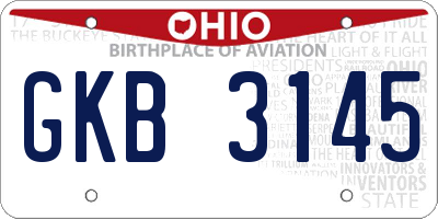 OH license plate GKB3145