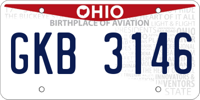 OH license plate GKB3146