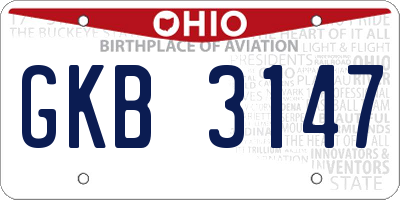 OH license plate GKB3147